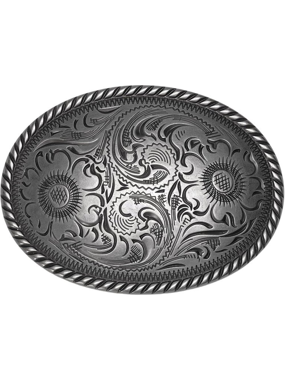 Unisex Silver Flower-01 Imported Engraved Floral Vintage Belt Buckle